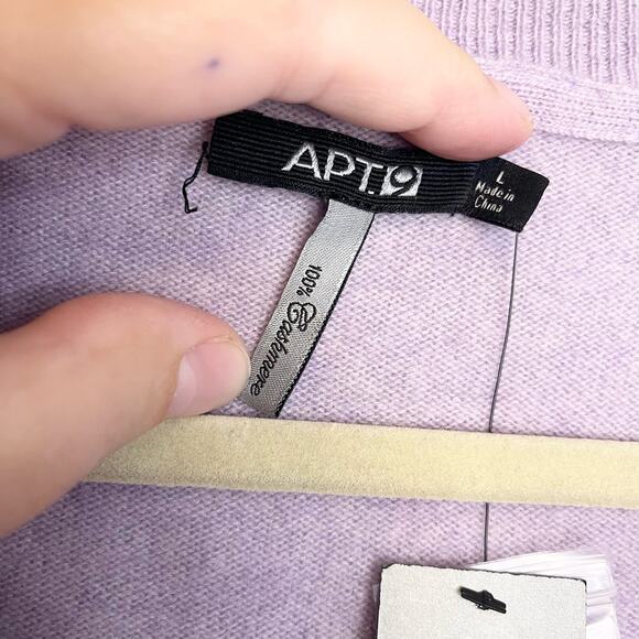 Apt 9 Cashmere Lavender Lilac Sweater long sleeve nwt women’s size L - Picture 7 of 8